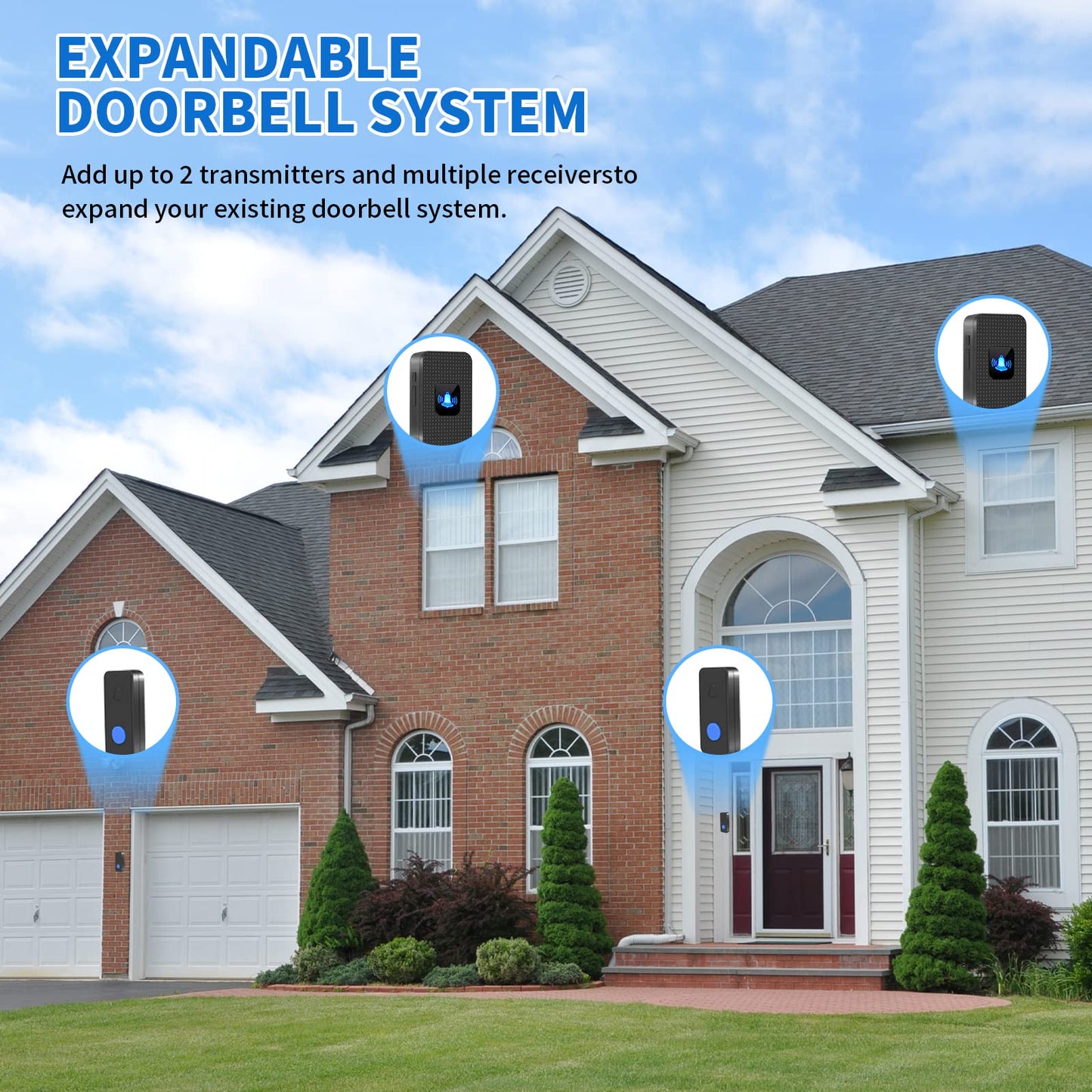 Nestling® Wireless Doorbell Chime Kit-1000 Ft Range 55 Chimes 5 Adjustable Volume Led Flash, Plug and Play Waterproof Door Bell Kit with 1 Plug-in Receiver & 1 Button for Home Black