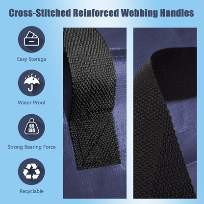 HOMESURE 4 Pack Large Strong Moving Bags with Zippers & Carrying Handles - Water-Resistant - Heavy Duty Storage Tote for Space Saving, Fold Flat, Alternative to Moving Box (Blue)