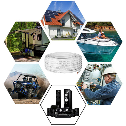 10 Gauge Marine Wire,10 AWG 30ft Duplex Marine Grade Wire Tinned Copper Oxygen-Free Insulated Red& Black Electrical Cable for Boat/Automotive/RV/Camper/Trailer