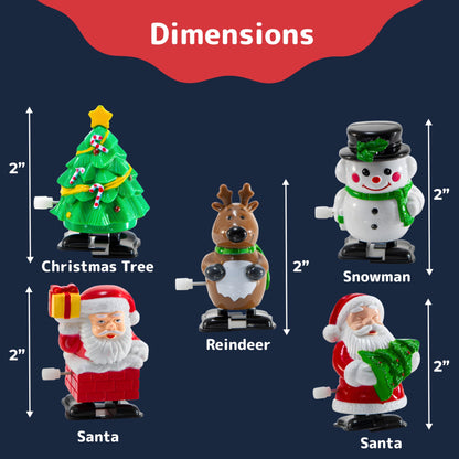 PREXTEX Christmas Wind up Stocking Stuffers - Santas and Snowmen Wind up Stocking Stuffers - Christmas Toys - 2 Santas, 1 Snowman, and 1 Reindeer.