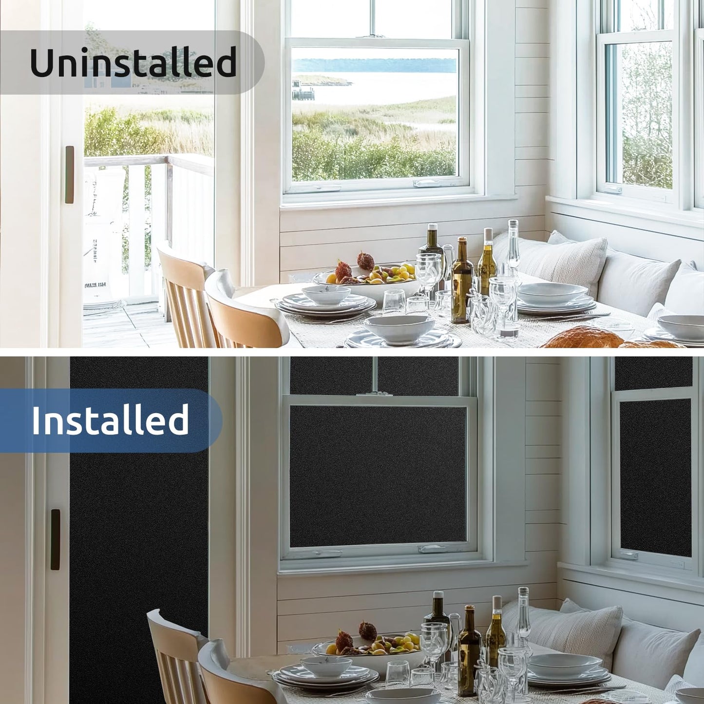 rabbitgoo Blackout Window Film, Sun Heat Blocking Privacy Cover for Glass, Removable Opaque Room Darkening Dark Black Out Window Covers Tint Shades for Home Day Sleep Light Blocker 11.8 x 157 Inches