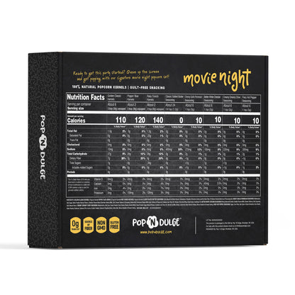 Pop n' Dulge Popcorn Movie Night Supplies 16 pcs Gift Set, 5 Gourmet Popcorn Kernels, 5 Seasoning Variety Packs Non-GMO Kosher Snacks, Great Housewarming Family Date Night Gifts Basket Ideas For Him Her