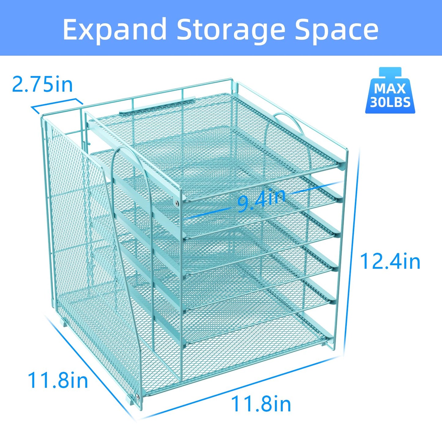 gianotter Desk Organizers and Accessories, 6-Tier Paper Organizer with File Holder, Document Organizer, Office Decor, Home Office Essentials (Blue)