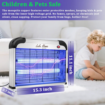 Lulu Home Electric Bug Zapper, Aluminium Indoor Insect Killer for Mosquito, Bug, Fly with Powerful 2800V Grid 20W Bulbs