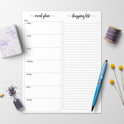 321Done Magnetic Meal Planning Notepad - Large Letter Size (8.5x11) Weekly Menu Planner Tear-Off Refrigerator Fridge Shopping List Meals Grocery Memo Pad - Perforated Sunday Start, Made in USA