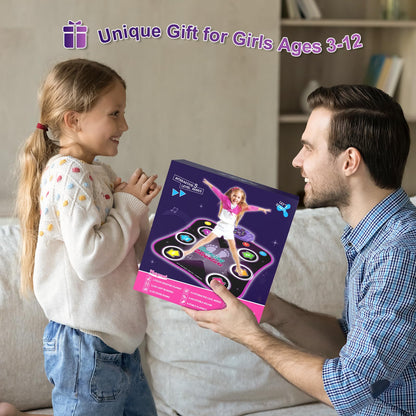 Flooyes Dance Mat Toys for 3-12 Year Old Kids, Electronic Dance Pad with Light-up 6-Button Wireless Bluetooth, Music Dance with 5 Game Modes, Birthday Toys Gifts for 3 4 5 6 7 8 9 10+ Year Old Girls