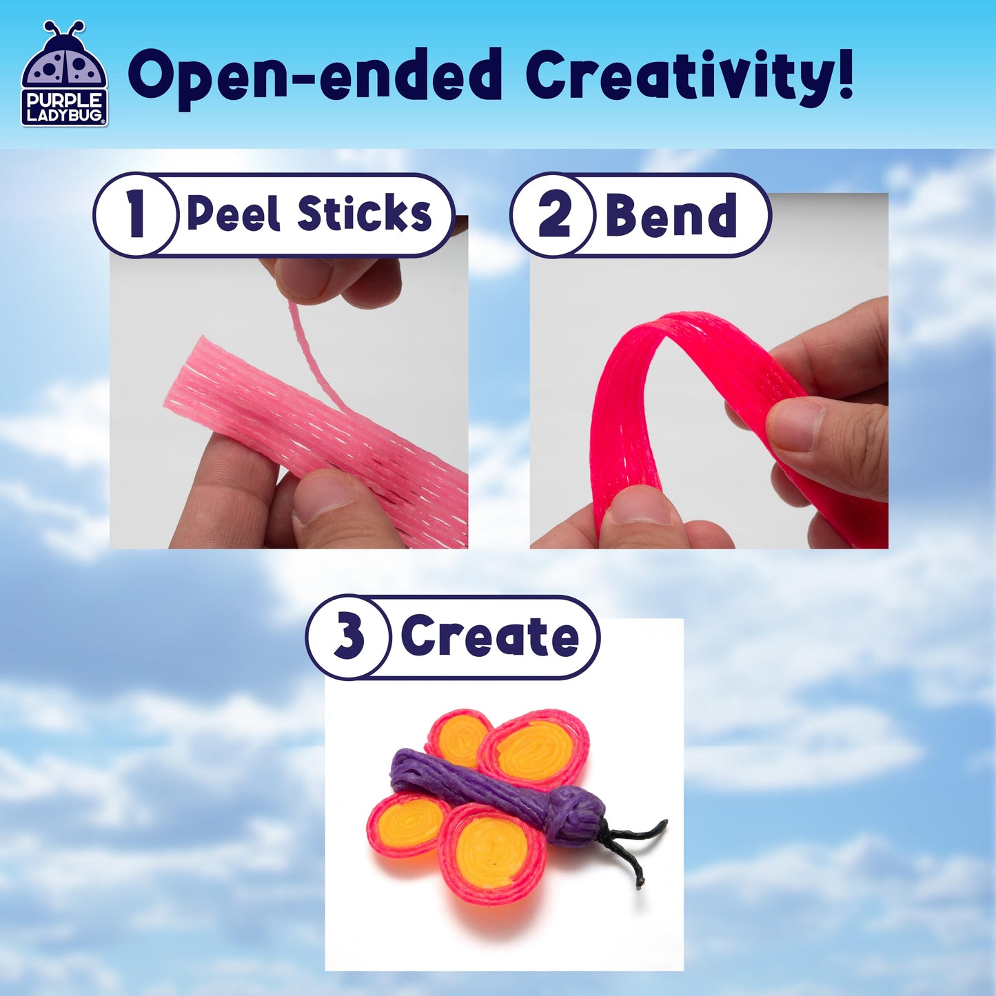 PURPLE LADYBUG Bendable Wax Craft Sticks for Kids - 15 Colors, 6&12 Inches, 150 Each - Kids Camping Essentials, Summer, Road Trip Activities, Travel Toys for Toddlers in Car, Airplane & Restaurant