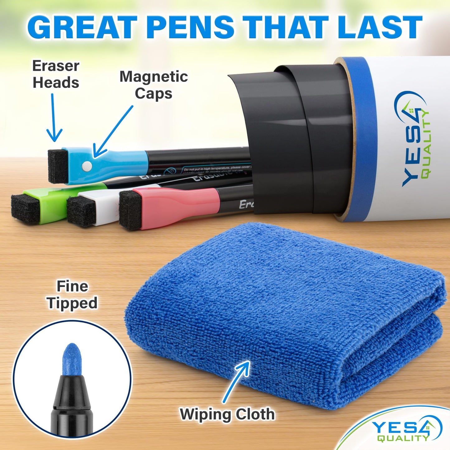 Magnetic Dry Erase Menu Board for Fridge (16x12) - Weekly Meal Planner Blackboard w/ 4 Magnetic Chalk Markers & Wiping Cloth - Chalkboard Organizer for Dinner Menus & Grocery Lists by Yes4Quality