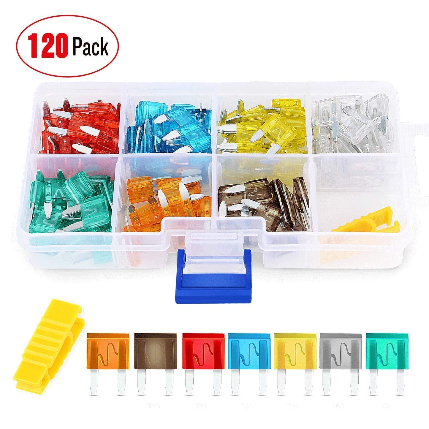 Nilight - 50034R 10 Pack 12V Car Add-A-Circuit Fuse Tap Adapter Mini Atm Apm Blade Fuse Holder with 120 PCS Mini Blade Fuse Assortment Kit (5, 7.5, 10, 15, 20, 25, 30) AMP for Cars,Trucks,Boats