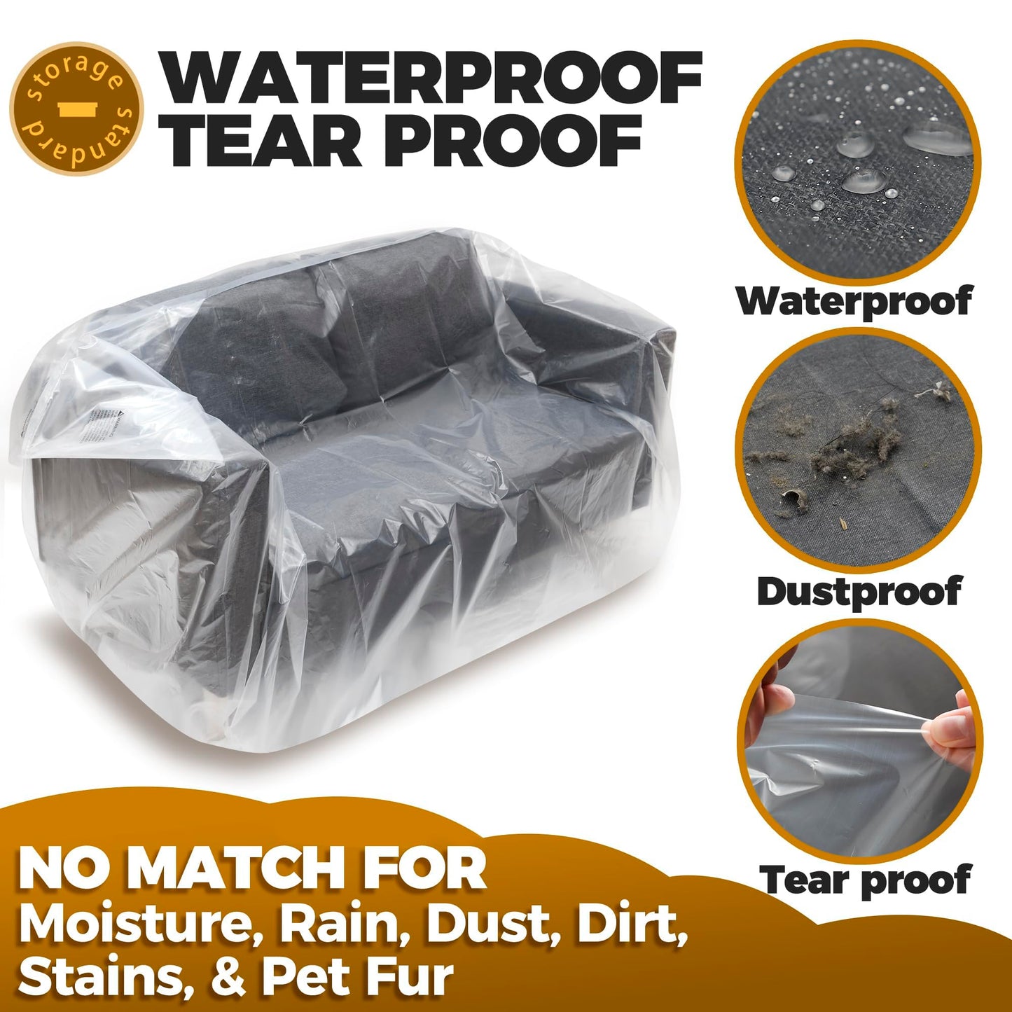 Plastic Furniture Covers for Moving - Heavy-Duty Loveseat Cover for Love Seat, Bench and Large Items, Clear Bags for Renovation, Wrap or Storage - Extra Large Bag Open Size 68 x 42 x 62 Inch