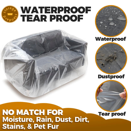 Plastic Furniture Covers for Moving - Heavy-Duty Loveseat Cover for Love Seat, Bench and Large Items, Clear Bags for Renovation, Wrap or Storage - Extra Large Bag Open Size 68 x 42 x 62 Inch