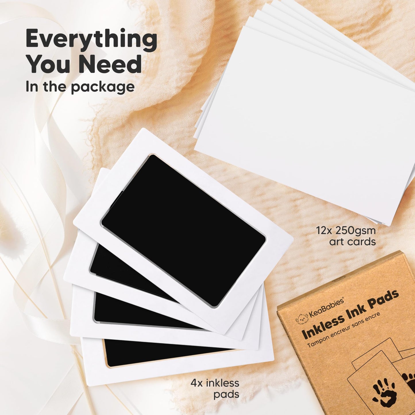 4-Pack Inkless Baby Hand and Footprint Kit - Mess Free Ink Pad for Newborn Keepsake, Dog Nose & Paw Print Kit, Clean Touch Ink Pad for Baby Hand & Footprints, Ideal New Mom Gifts (Jet Black)