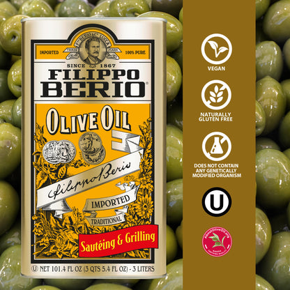 Filippo Berio Pure Olive Oil, 101.4 Ounce Tin