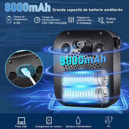 Portable Shower for Camping, [Upgraded] Spopal 8000mAh Rechargeable Camping Shower with 5 Adjustable Speeds, 4 Spray Modes, LED Display, IPX8 Waterproof Outdoor Shower Kit for Hiking, Travel, Car, Pet