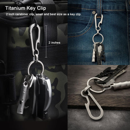 Green Beret Tactical Titanium Carabiner Clip Hook EDC Small Heavy Duty Keychain Clips Anti-Lost Quick Release Key Chain for Keys, Medium