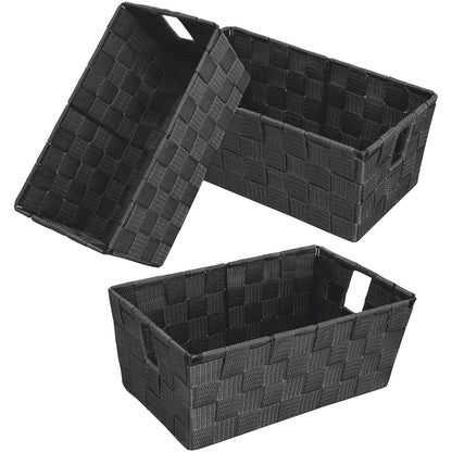 homyfort Woven Shelf Storage Tote Basket Bins Container, Storage Boxes Cube Organizer with Built-in Handles for Bedroom, Office, Closet, Clothes, Kids Room, Nursery 3pk(Grey)