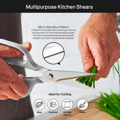 Misen Heavy Duty Kitchen Shears - Stainless Steel, Versatile and Easy Clean Scissors for Meat, Herbs and Veggies - Ambidextrous Comfort Handle - Professional Grade - Black