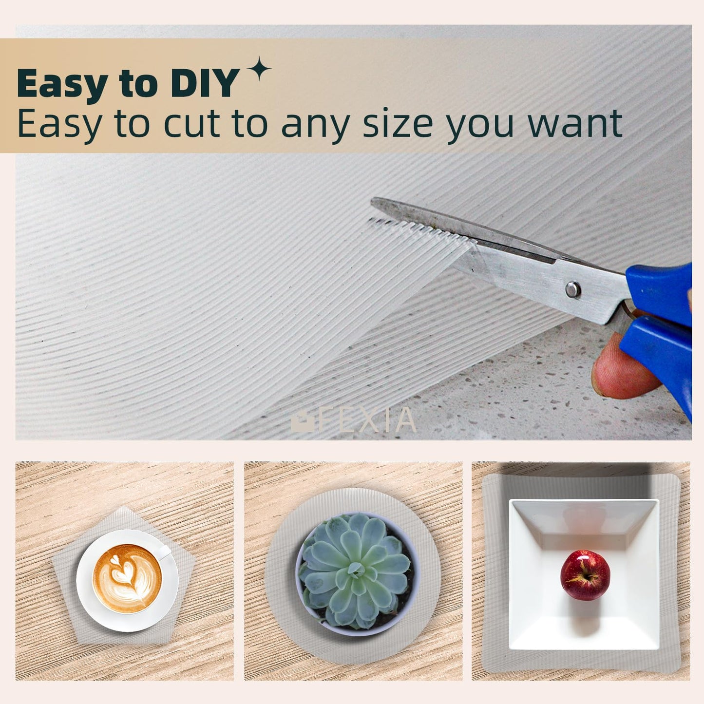 FEXIA Shelf Liners for Kitchen Cabinets Non-Slip Drawer Liner 14 Inches x 20 FT Waterproof & Oil-Proof Non Adhesive Durable Material Fridge Liner for Shelves (2 Rolls)