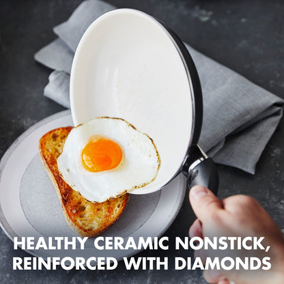 GreenPan Rio 8" and 10" Frying Pan Skillet Set, PFAS-Free, Healthy Ceramic Nonstick Cookware, Stay-Cool Bakelite Handles, Dishwasher Safe, Easy Clean, Durable Performance, Black