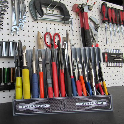 Plyworx Pliersrack PLR15 Plier Organizer - Sturdy Plastic 15 Pliers Holder For Tool Box or Pegboad Organization, Plier Rack Tool Organizers For Toolboxes And Storage