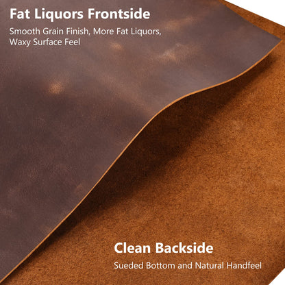 Genuine Leather Tooling Sheets 1.8-2.0MM Thick Genuine Top Full Grain Oil Tan Crazy Horse Cowhide Leather Sheets for Crafts Tooling Sewing Wallet Earring Hobby (Dark Brown, 8"x12")