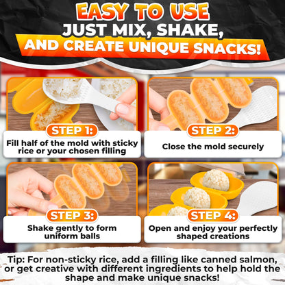 Rice Ball Mold Set (2 Pack) – Easy Rice Ball Maker, Sushi & Onigiri Maker with Paddle Spoon for Temari Sushi, Yaki-Onigiri, Omusubi – Fun Smiley Shape for Bento & Creative Meal Presentation