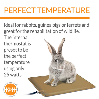 K&H Pet Products Outdoor Small Animal Heated Pad for Rabbits and Small Animals Tan 9 X 12 Inches