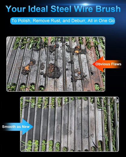 Rocaris 6 Pack Carbon Steel Wire Wheel and Pen Brush Set with 1/4-Inch Hex Shank for Rust Removal, Corrosion and Scrub Surfaces