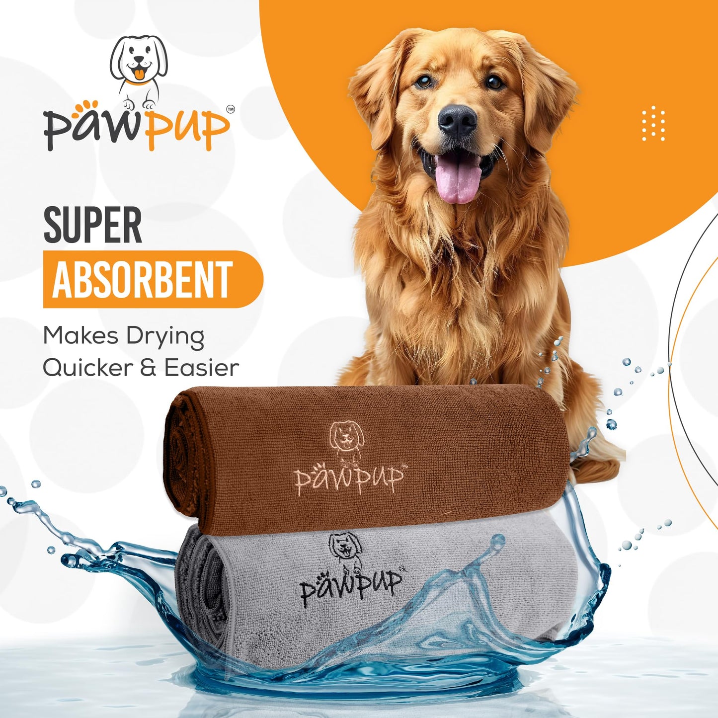 PAWPUP Dog Towels for Drying Dogs Super Absorbent Microfiber Pet Grooming Towel for Dogs, Cats and Other Pets (40 x 24 Inches, Brown and Grey)