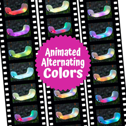 Firefly LED Light Up Swing Seat with Adjustable Rope and Chain. 24 Lights Illuminate in Day or Night. Outdoor/Indoor Use. 150lb User Capacity. 15" W x 6" Deep x 5" H, by XDP Recreation a USA Company