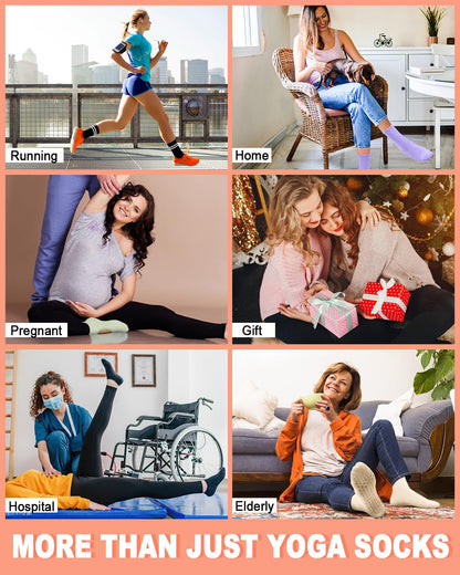 Pilates Socks with Grips for Women, Ankle Yoga Socks for Ballet Barefoot Workout Athletic Socks