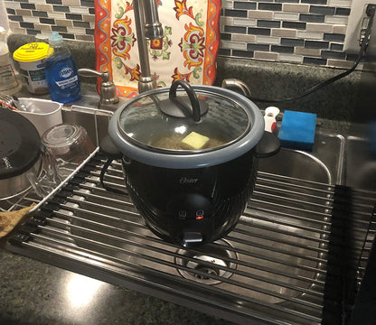 Ahyuan Roll up Dish Drying Rack Over The Sink Kitchen Roll up Sink Drying Rack Stainless Still Portable Drainer Foldable Dish Rack (Black, 17.8''X11.8'')