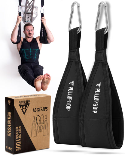 PULLUP & DIP Ab Straps, Premium Abdominal Slings for Abdominal Training, Padded Workout Straps for Crunches, Hanging, Leg Raise, Set of 2 Ab Slings for Pull-Up and Chin-Up Bar