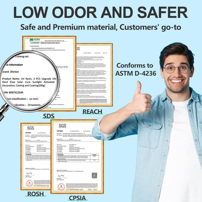 JDiction UV Resin, 500g Upgrade Ultraviolet Epoxy Resin Crystal Clear Hard Glue Solar Cure Sunlight Activated Resin Kit for Handmade Jewelry, DIY Craft Decoration, Casting and Coating