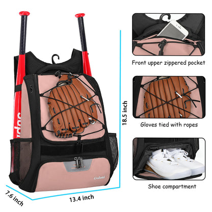 Goloni Baseball Bag,Backpack for Baseball, T-Ball & Softball Equipment & Gear,Softball Bag with Shoe Compartment,Fence Hook