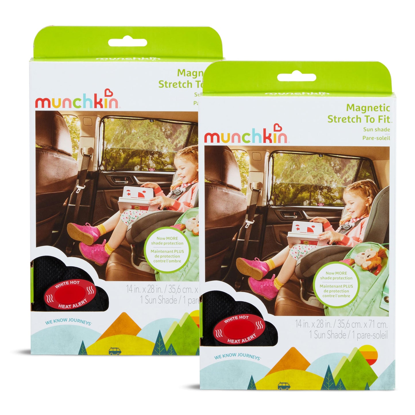 Munchkin® Brica® Magnetic Stretch to Fit™ Sun Shade, Black, 2 Pack