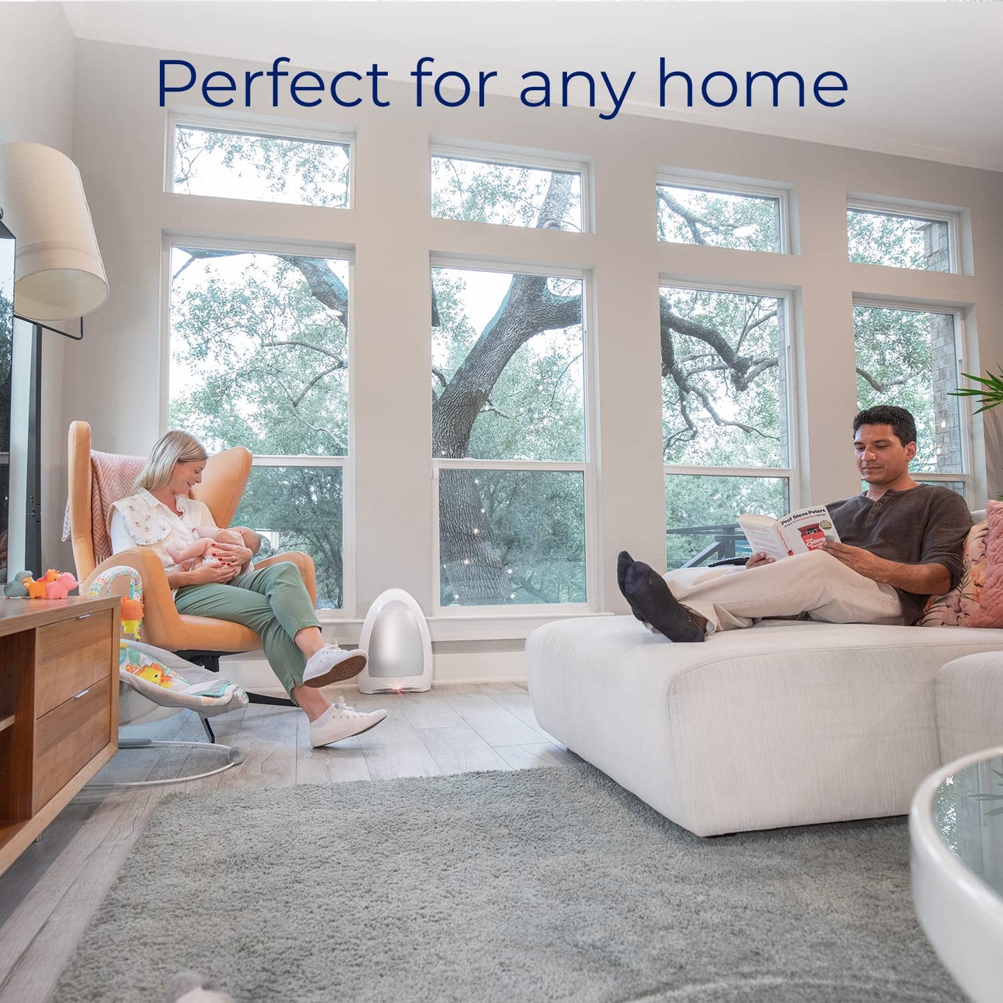 EYE-VAC Home Touchless Vacuum, Automatic Dustpan, 1000W Bagless Canister for Pet Hair and Dirt, White