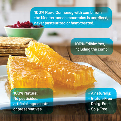 Papa Palermo Honeycomb 100% Edible, All-Natural, Gourmet Raw Honeycomb, No Additives, No Preservatives - 7.05 oz