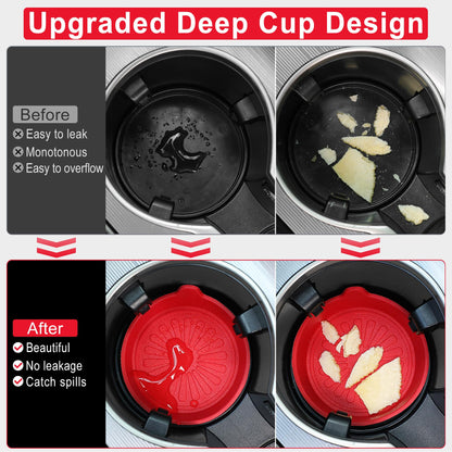 SINGARO Car Cup Holder, 4-Pack Silicone Car Coasters, Universal Non-Slip Recessed Car Interior Accessories (Flower Red)