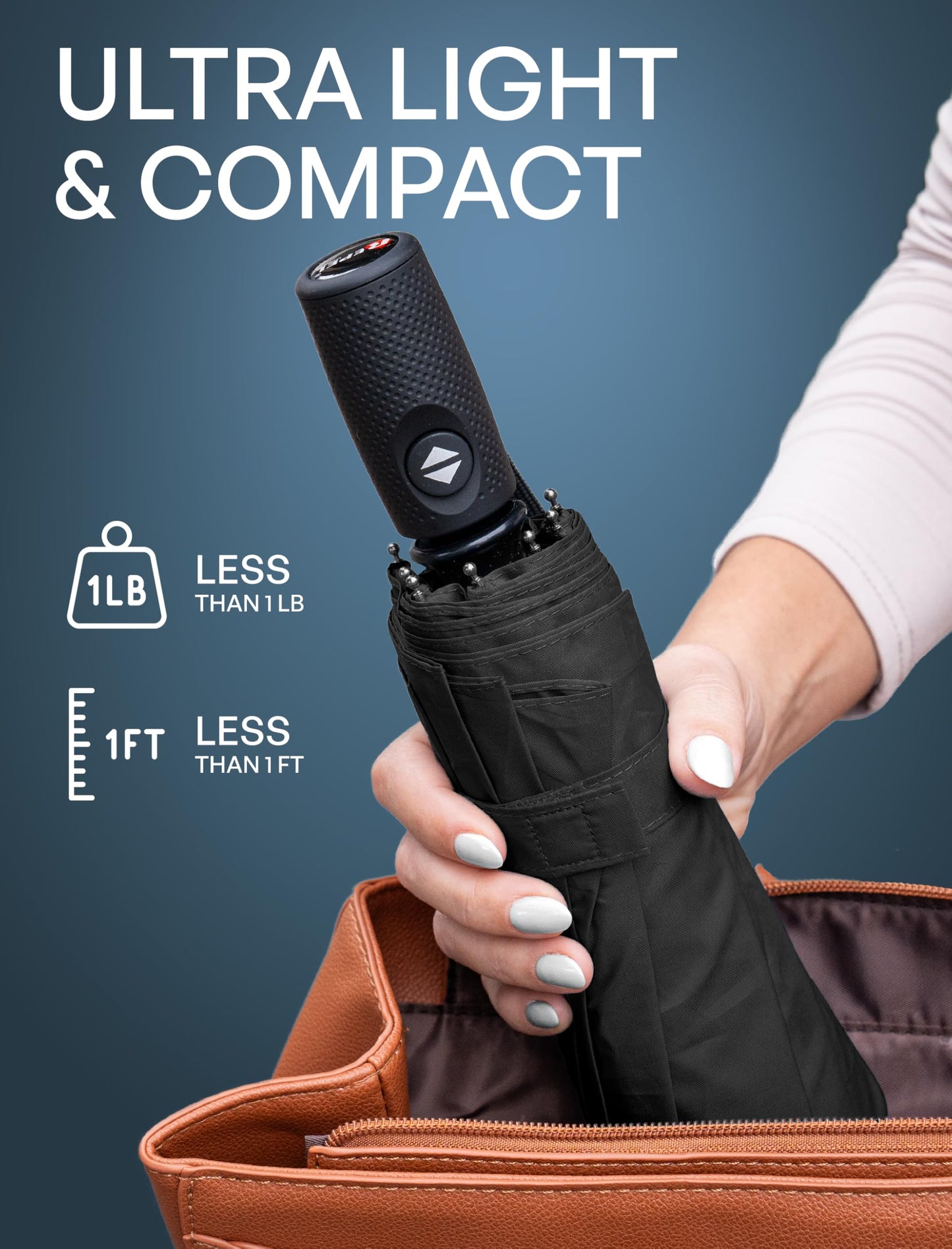 REPEL Windproof Travel Umbrella - Compact & Withstands Winds up to 85MPH, Strongest Premium Auto Folding Umbrella for Rain and Sun - Durable, Light & Portable for Women & Men, Fits Backpack & Cars
