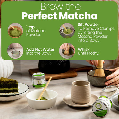 Matcha Wellness Ceremonial Grade Matcha Powder – Organic First Harvest Japanese Green Tea from Kyoto – 1.4oz – No Sugar, No Additives, No Gluten