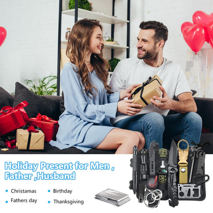 KEPEAK Survival Kit, Survival Gear and Equipment 13 in 1, Emergency Survival Tool Cool Gadgets for Outdoor Emergency Camping Hiking