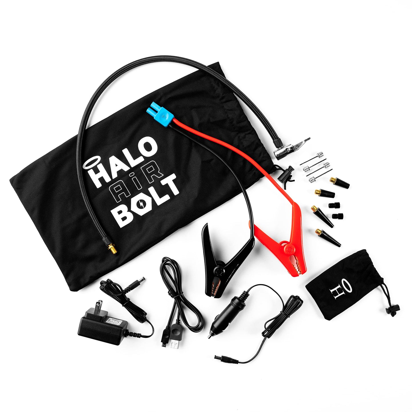 HALO Bolt Air 58830 Portable Car Battery Jump Starter | 100 PSI Air Compressor, 58.8Wh USB Power Bank, Emergency Floodlight & Charger, Jumps Cars SUVs & Trucks, Inflates Tires, TSA Approved — Blue