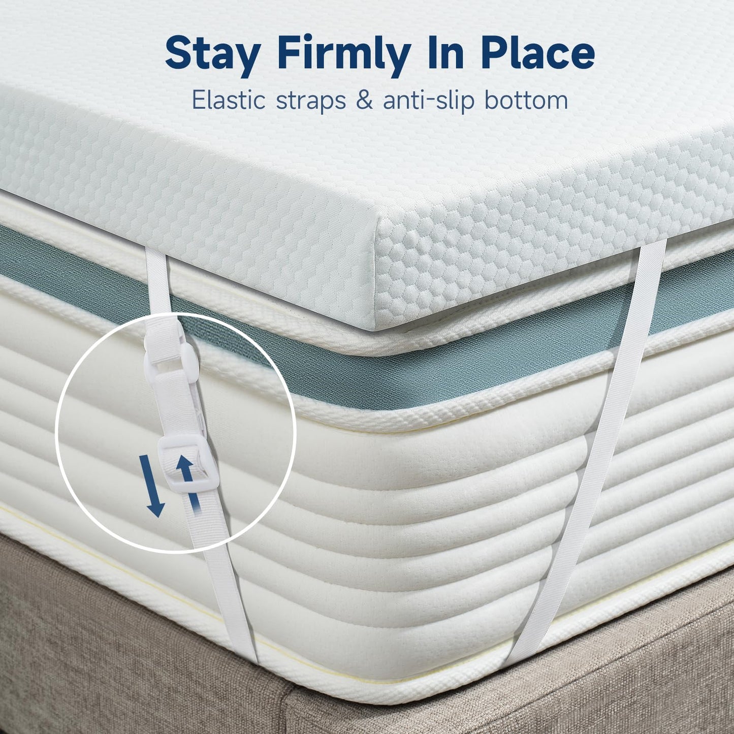 3 Inch Queen Memory Foam Mattress Topper, Cooling Gel Bed Topper with Premium Removable Skin-Friendly Non-Slip Cover, High Density Ventilated Mattress Pad CertiPUR-US & Oeko-Tex Certified, White