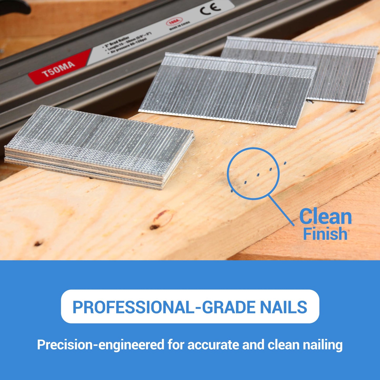 meite 16 Gauge Finish Nails, 2-Inch Galvanized 16GA Finish Nails, Small Straight Finishing Nail, Ideal for Woodworking, Upholstery, and Framing Projects (2,500 Counts)