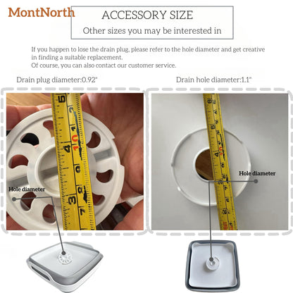 MontNorth Collapsible Wash Basin 9L, Foldable Dish Tub with Drain Plug, Portable Collapsible Dish Basin, Camping Sink for Washing Dishes, Laundry & Kitchen Use,Gray