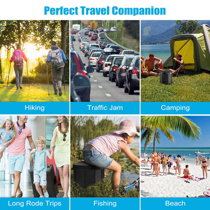 Portable Camping Toilet, Folding Toilet for Adults with Lid and Retractable TP Holder, Waterproof Porta Potty with Carry Bag and Disposible Liners for Camping, Hiking, RV Travel