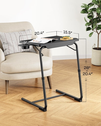 LORYERGO TV Tray - TV Table, Folding Table Trays, w/6 Height & 3 Tilt Angle, TV Tray Table w/Cup Holder, Dinner Tray for Eating on Couch, Laptop, Bed & Couch