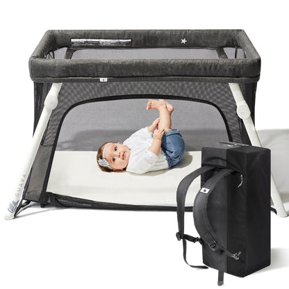 Guava Family Travel Crib includes Lightweight Backpack Design | Certified Baby Safe Portable Crib | Folding Play Yard, Comfy Mattress for Babies, Toddlers | Compact Baby Travel Bed