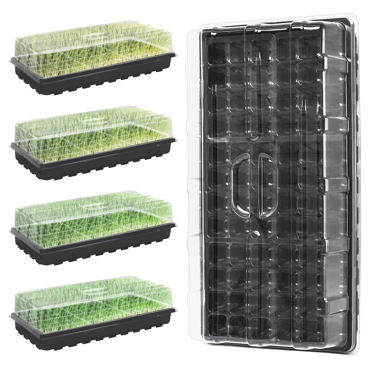 MIXC 5 Pack 1020 Seed Starter Trays with 3.6" Humidity Dome Plant Growing Tray Germination Seed Starting kit, Mini Greenhouse with Handle for Cloning Plant